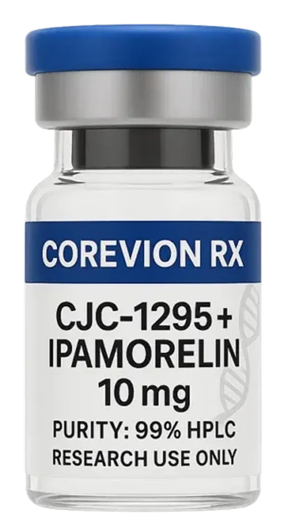 COREVION RX CJC-1295 + Ipamorelin 10mg research vial with 99% HPLC purity