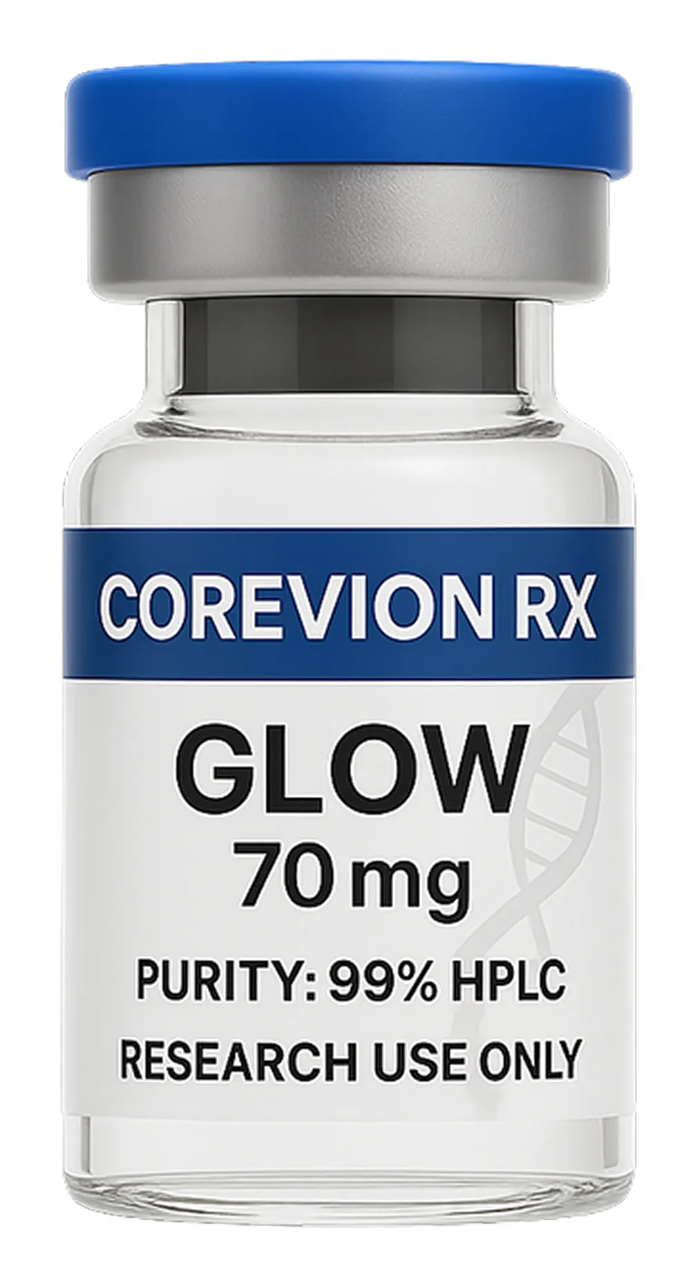 COREVION RX GLOW 70mg research vial with 99% HPLC purity